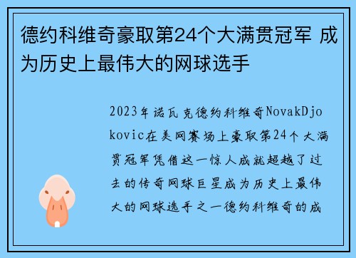 德约科维奇豪取第24个大满贯冠军 成为历史上最伟大的网球选手